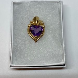 14kt Yellow Gold Colored Stone Pendant W/Diamond